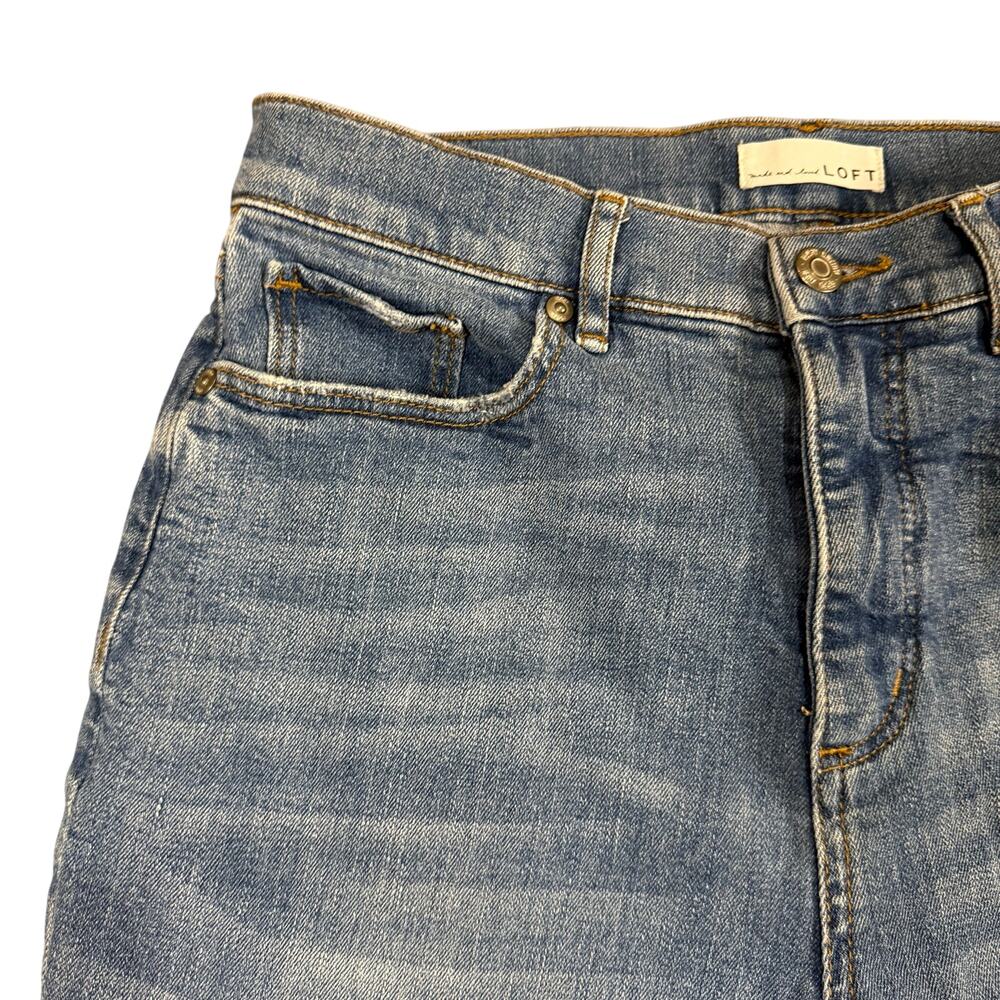LOFT The Straight Crop Jeans Women's Medium Wash Raw Hem Cropped Denim - Size 6 - Picture 3 of 9
